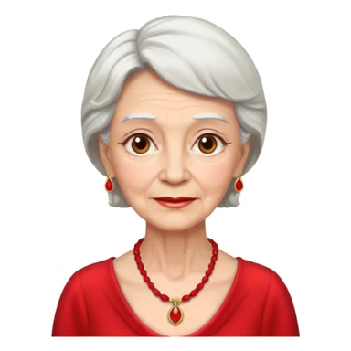 elderly woman with red dress and red necklace  sticker