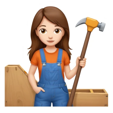 beautiful girl with long brown hair constructing new bedroom sticker