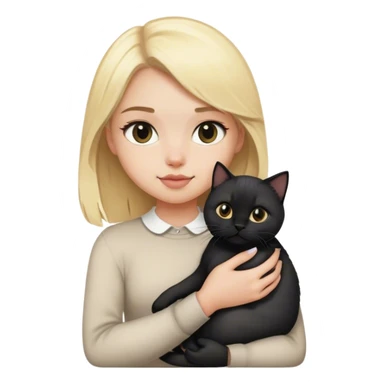blonde girl light skin holds black british cat in her arms sticker