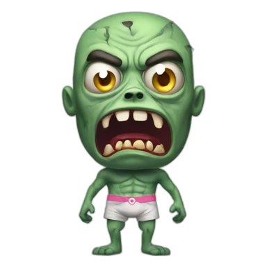 angry zombi wearing an underpants hyperrealistic sticker