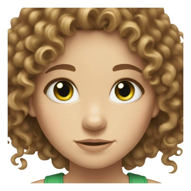 curly brown hair, girl, green eyes, white skin sticker