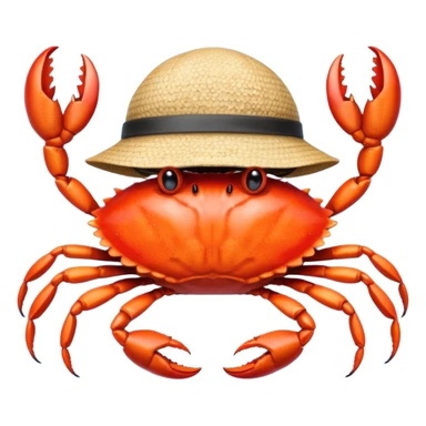 a crab with a hat with written "CARBONFACT" on it sticker