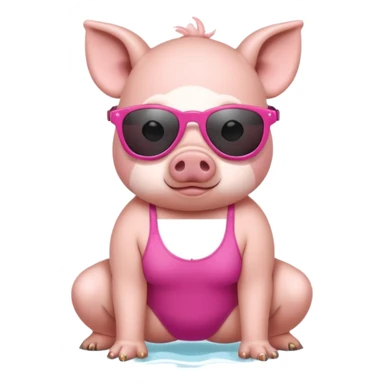 cute pig wearing cool sunglasses and bathing suit on all fours sticker