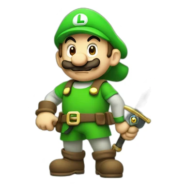 Luigi with a sword sticker