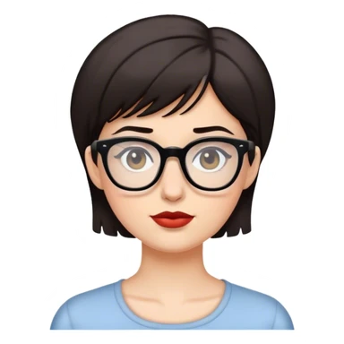 White woman with short dark hair and glasses sticker