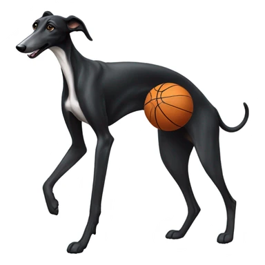 Black greyhound playing basketball sticker