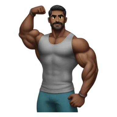 dark skinned Indian bodybuilder giving front double bicep pose sticker