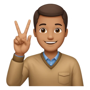 memoji face iphone: men, a solo hiker with happy face and a piece handsign sticker