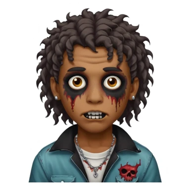 ⁹sou um garoto pardo, tenho cabelo cacheado tipo mullet e um piercing dos dois lados da boca. quero ser um zombi sticker