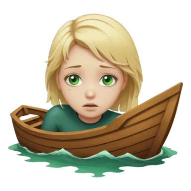sad depressed weak cs major who is a pretty girl with blond hair and green eyes drowning on ship, very pretty very sad and weak. Near death almost dead drowning. sticker