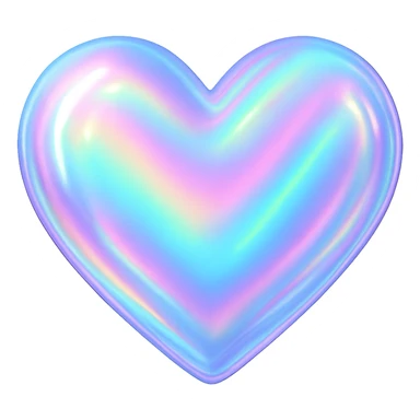 heart with a holographic shimmer, clean digital illustration sticker