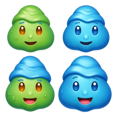 emoji con una textura irregular como un slime y con diferentes tonos de azul sticker