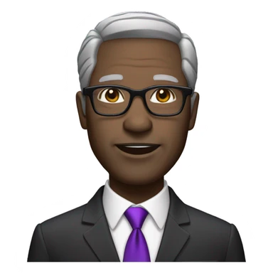 African American Man in His 60s wearing Wearing a tailored black suit with a purple tie and pocket square, short gray hair, glasses. sticker
