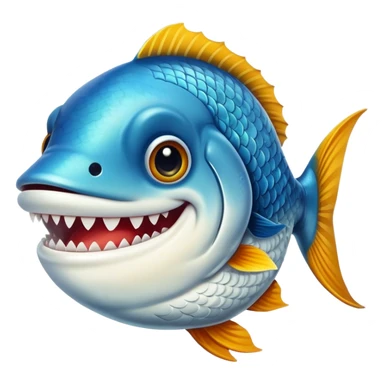 Smiling fish with human teeth sticker