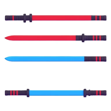 two lightsabers, one blue and one red sticker
