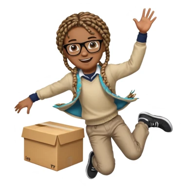 black boy with glasses and box braids jumping sticker