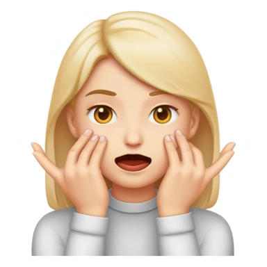 Emoji face biting lip, with hands rubbing together, plotting sticker