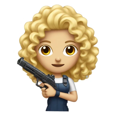 Blonde Curly hair girl with plastic gun sticker