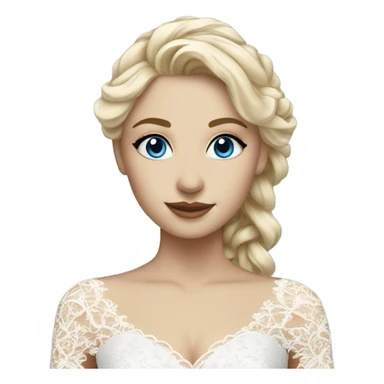 Beautiful blond girl with blue eyes and long lace wedding dress sticker