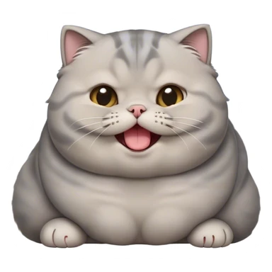 Cinematic Cute Chubby Grey Scottish Fold Cat Portrait Emoji, Adorable folded ears framing its round face, head tilted playfully and yawning, round and plump body with sleek soft grey fur and subtle blue undertones, Simplified yet adorable features, highly detailed, glowing with a warm, friendly glow, high shine, curious yet calm, stylized with a touch of whimsy, bright and endearing, soft glowing outline, capturing the essence of a mischievous yet loving and lazy kitty with those signature folded ears, so cute it feels like it could stretch out of the screen and cuddle! sticker