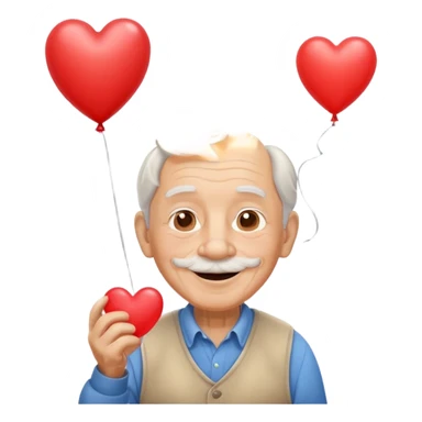 Grandpa floating with heart balloon sticker