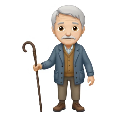 old man with walking stick sticker