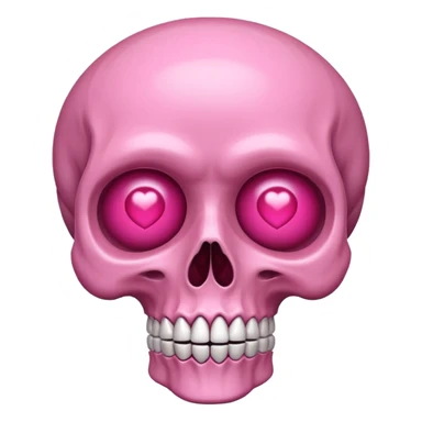 pink skull with heart eyes sticker
