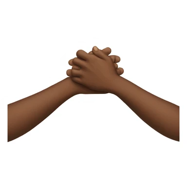 two hands crossed on desk  sticker