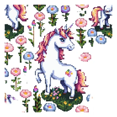 unicorn in a field of flowers sticker