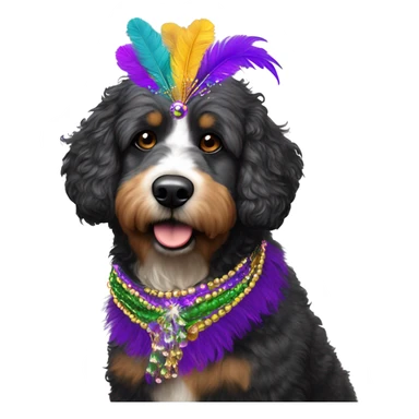 Bernedoodle dressed for Mardi Gras sticker