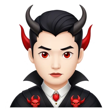 an asian male bride with the face of devil in black wedding dress sticker