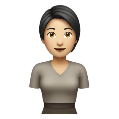 short cut asian woman sticker