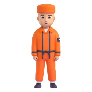 male prisoner in orange prison outfit, neutral expression, 3D emoji style sticker