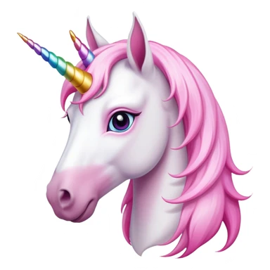 head of an anthropomorphised female unicorn horse, looking straight ahead, standard pose sticker