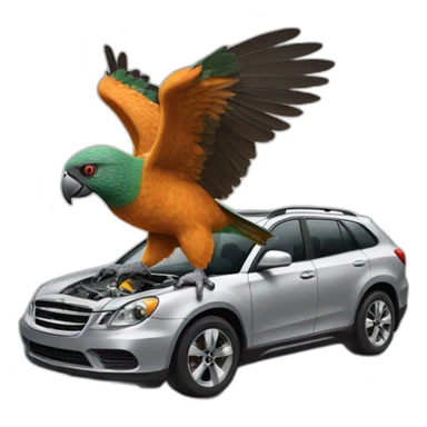 Kea bird ripping parts off car sticker