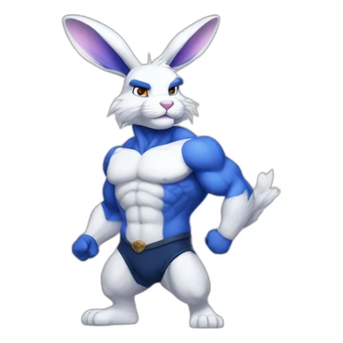 Muscular Anthro white rabbit with dark blue hair sticker