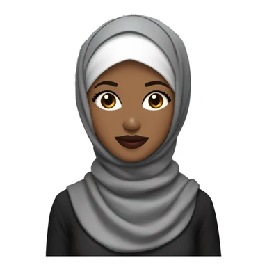 Brown skinned hijabi with eyelashes and big dark red lips wearing a black hijab with grey headphones on her head sticker