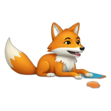 fox fenek under a beach umbrella sticker
