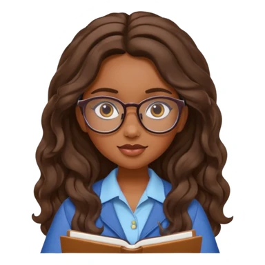a pretty bratz brown girl with long wavy hair studying sticker