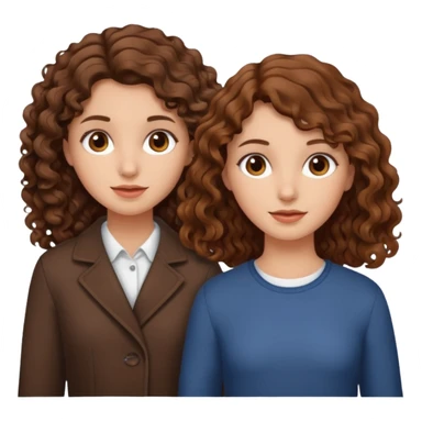 Two emoji style girls one with brown curly hair and one with brown wavy hair  sticker