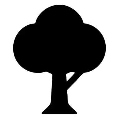 solid black filled icon of a tree, minimal and bold, no color, no outline sticker