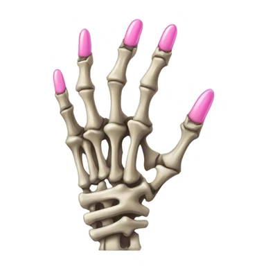 skeleton hand with long pink nails sticker