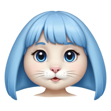 Bunny with wig with short black bangs and blue eyes  sticker