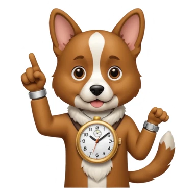 Dog wearing a watch and point to it sticker