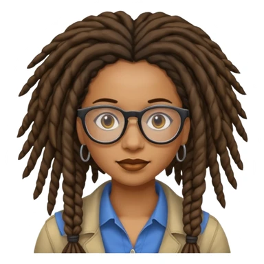 black Dreadlocked librarian lady with glasses sticker