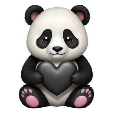 Panda holding black heart sticker