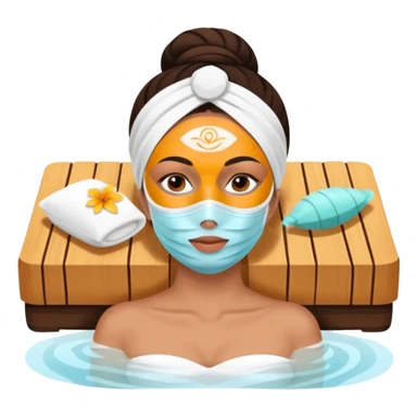 Lady with face mask spa beauty full face relaxing sticker