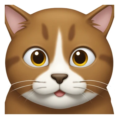 brown cat with white nose, brown face, white under mouth and white chest sticker