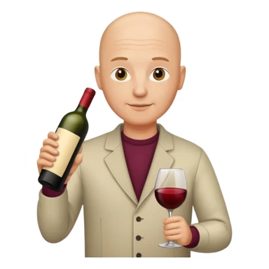 homme chauve avec une bouteille de vin sticker