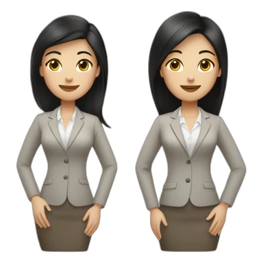 Two business girls, white, one tall with short black hair, one smaller with long light brown hair sticker